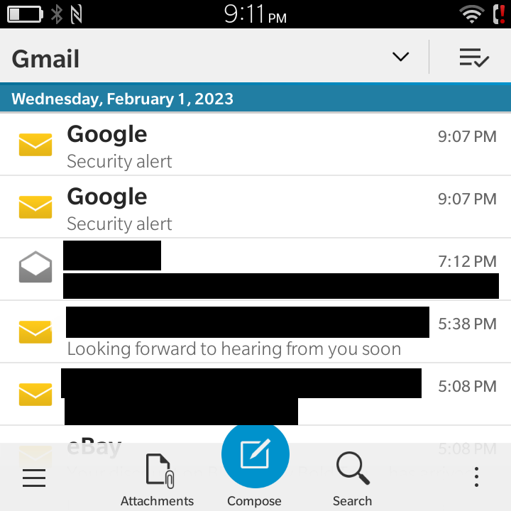 BlackBerry Hub Gmail
